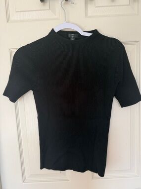 J. Crew Black Ribbed Short-Sleeve Knit Top